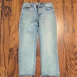Blue Straight Leg Jeans with Vintage-Inspired Wash